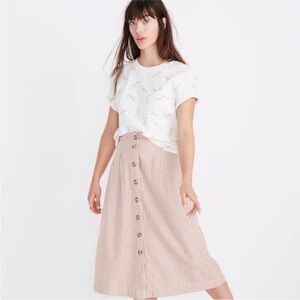 Madewell Blush Striped A-Line Skirt